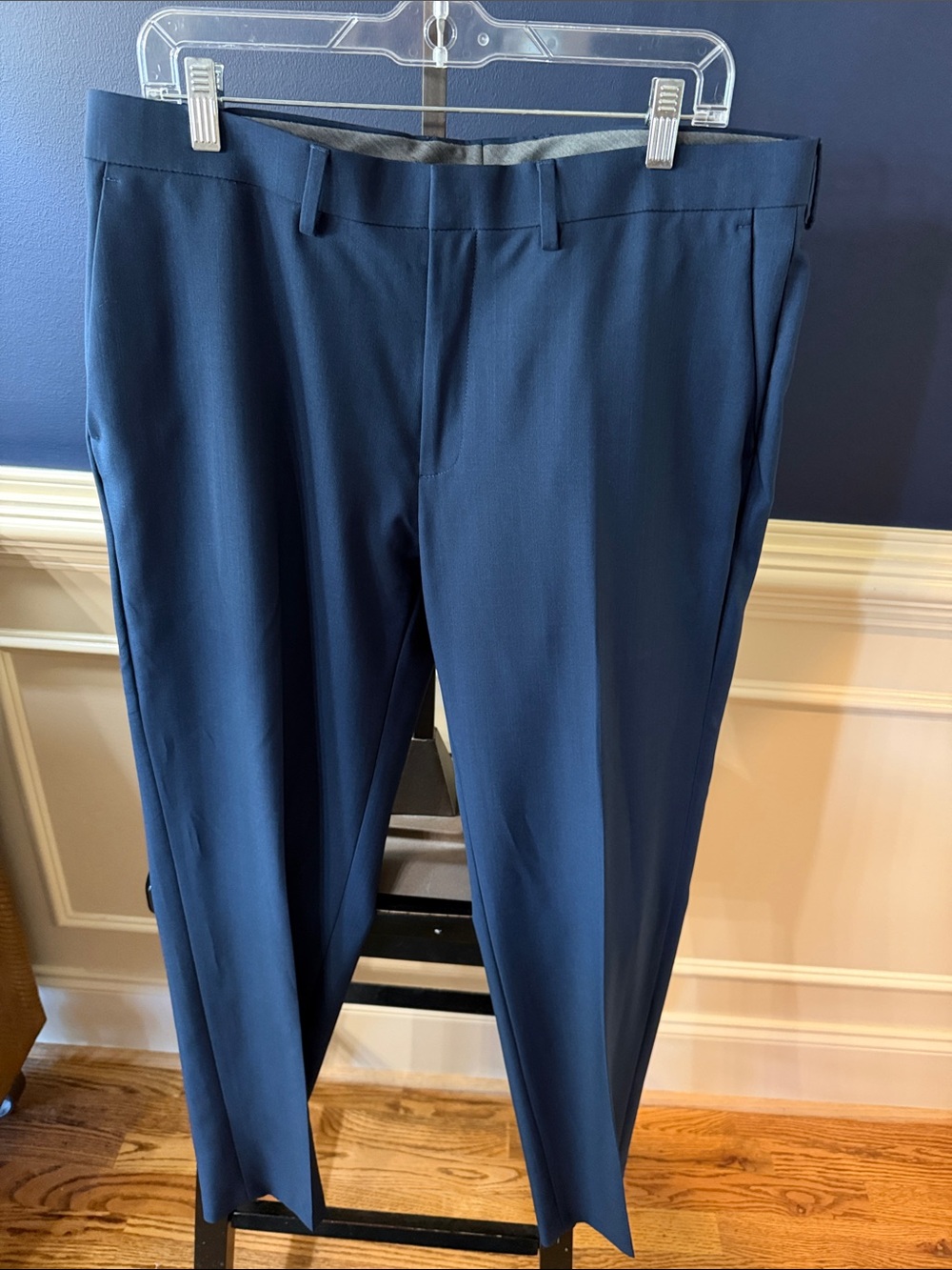 Haggar Navy Blue Dress Pants - Modern Flat Front